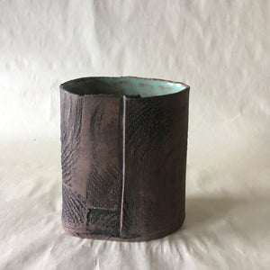 Green Faux Bois Tree Ring Ceramic Vase